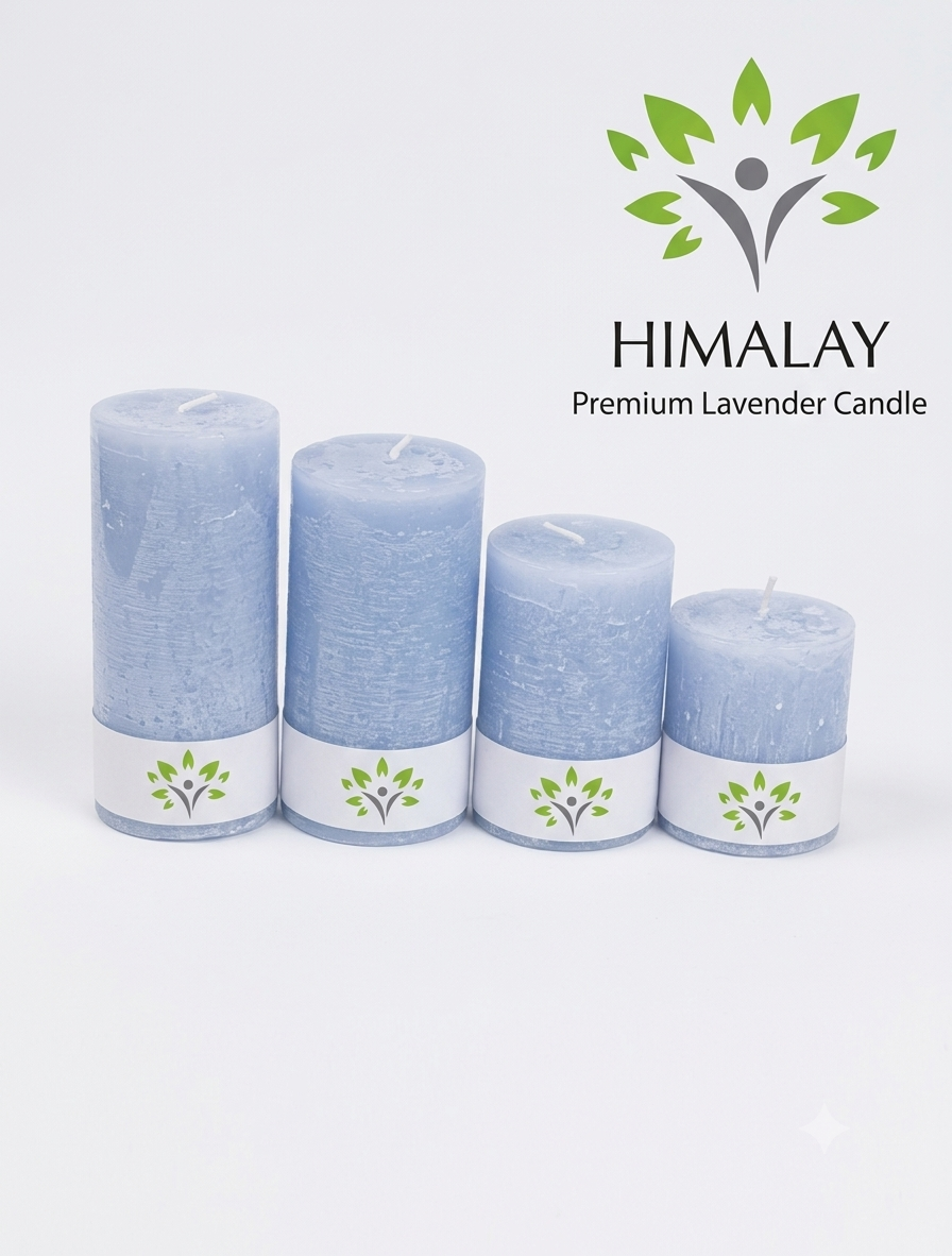 Himalay Modern Lavender Scented Pillar Candles Set of 4 | Long Burning Smokeless Wax Candles for Home Décor, Relaxation, Meditation, Spa & Wedding Decoration