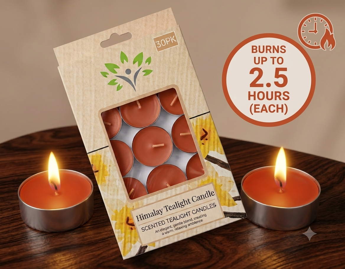 Himalay Tealight Candle For Home Decor|Unscented Wax Candle | Diwali Decoration  |  2 Hrs Burn Time  | Pack Of 30