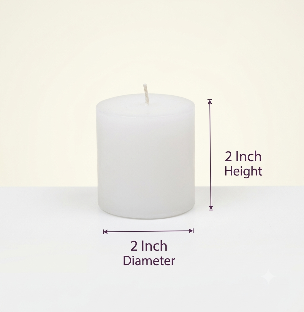 Himalay Modern Pillar Candle | Size 2x2 Inch | Unscented, Smokeless, Dripless Pillar Candle | 12 Hours Burning Time | White Candle | Home Decor | Spa Candle (Pack of 6) (White)