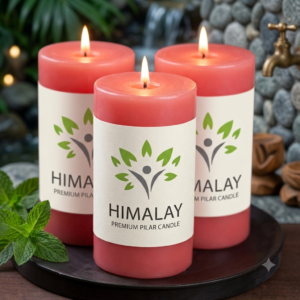 Himalay Modern Unscented Pillar Candles Set of 3 | 90 Hrs Each | 3X6 inch Smokeless & Dripless Wax Candles for Home Decor | (Extra Large, Red)