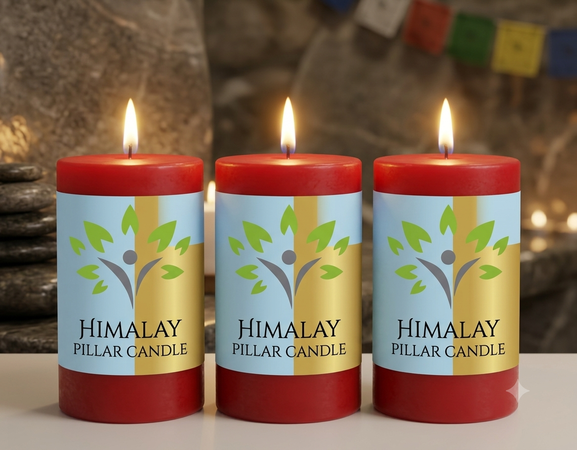 Himalay Modern Unscented Pillar Candles Set of 3 | 90 Hrs Each | 3X6 inch Smokeless & Dripless Wax Candles for Home Decor | (Extra Large, Red)