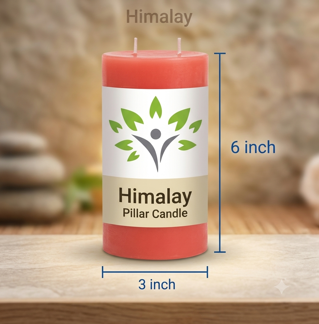 Himalay Modern Unscented Pillar Candles Set of 3 | 90 Hrs Each | 3X6 inch Smokeless & Dripless Wax Candles for Home Decor | (Extra Large, Red)