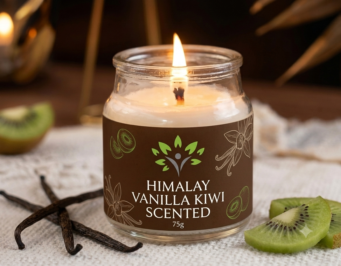 Himalay Vanilla Kiwi Scented Glass Candle | 75GMS